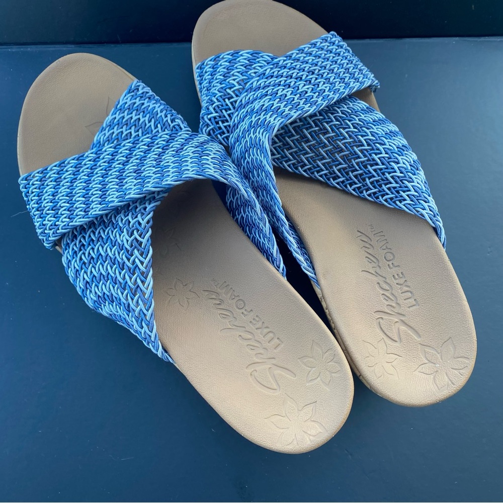 Skechers Blue and Tan Woven Sandals